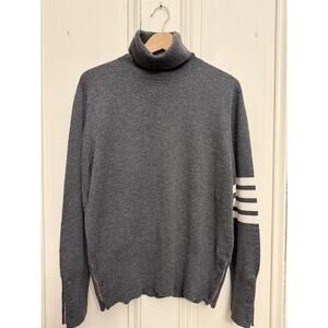 NWT $1700 Thom Browne 4-bar Cashmere Turtleneck, Made in Scotland. Size 5